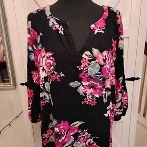 The Pioneer Woman Black Blouse with Floral Accents